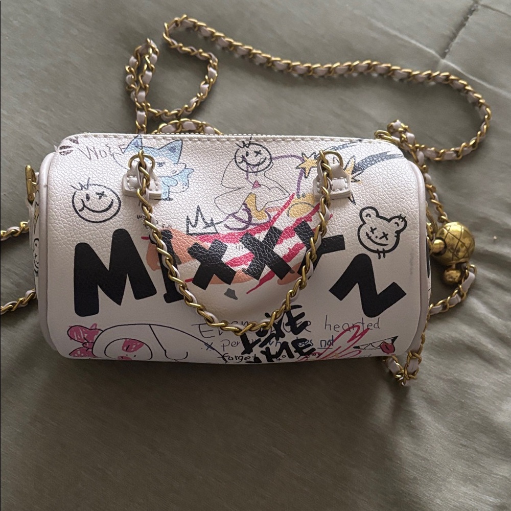 Mixx Shuz Beige Graphic Mini Bag